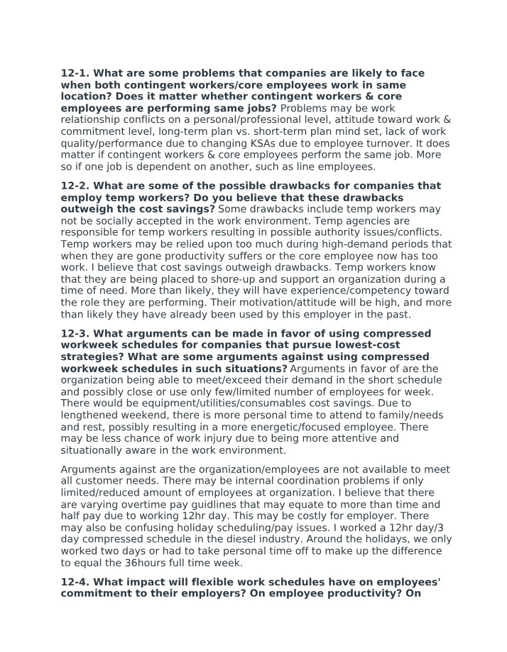 Challenges of Contingent and Core Employees