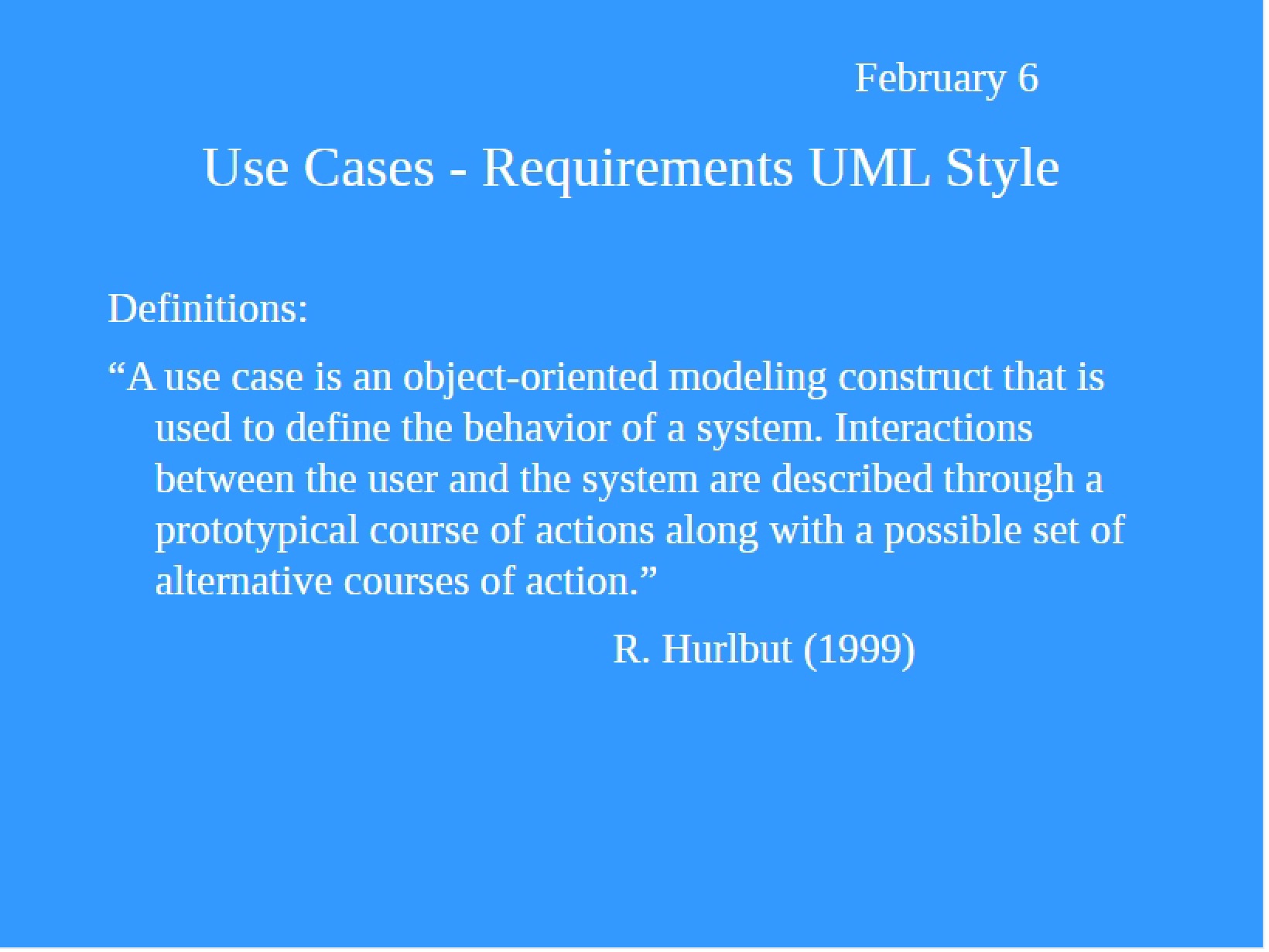 UML Style Requirements Use Cases