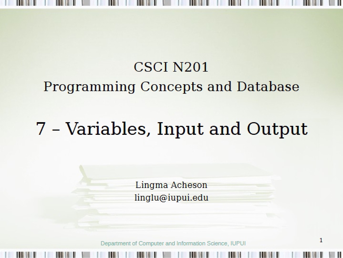 Input, Output, and Variables