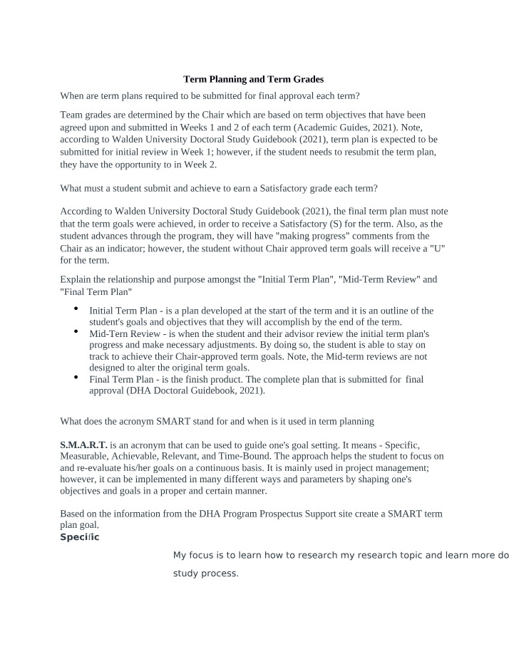 Term Planning and Grades