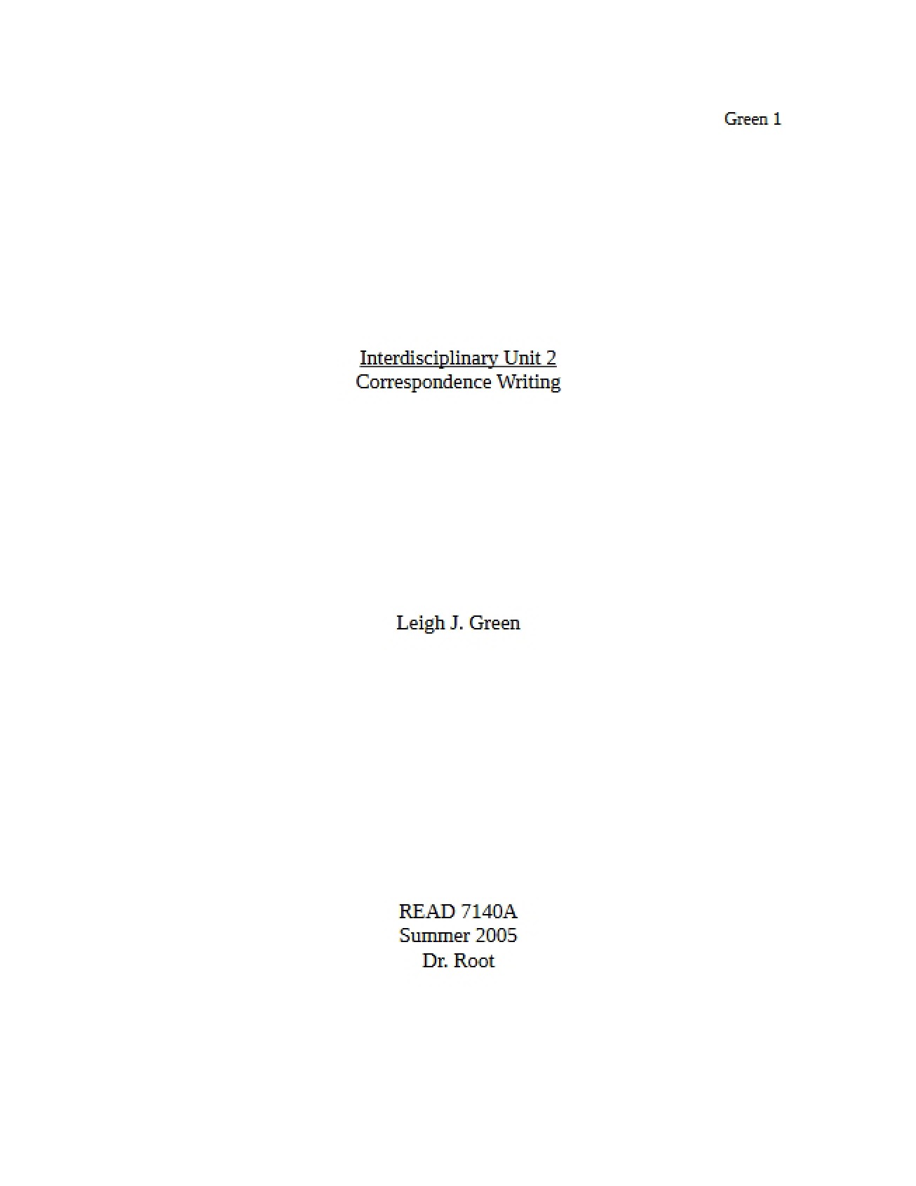 READ 7140 Prewriting for Narrative Writing Unit