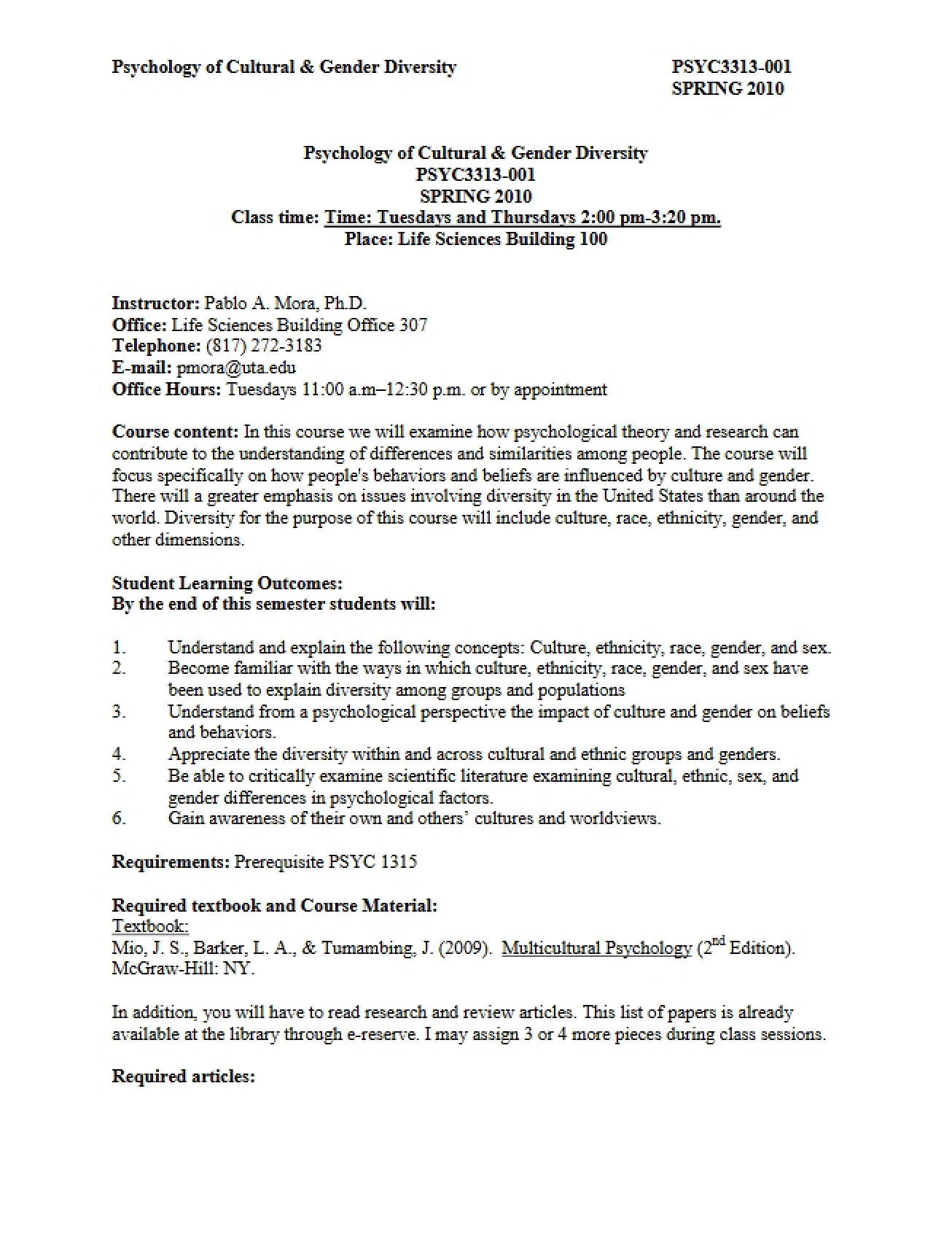 PSYC 3313 Course Outline