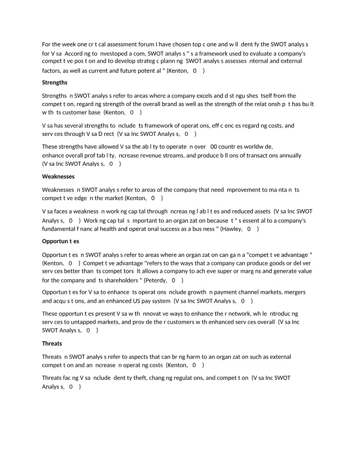 Visa SWOT Analysis - Strengths, Weaknesses, Opportunities, and Threats