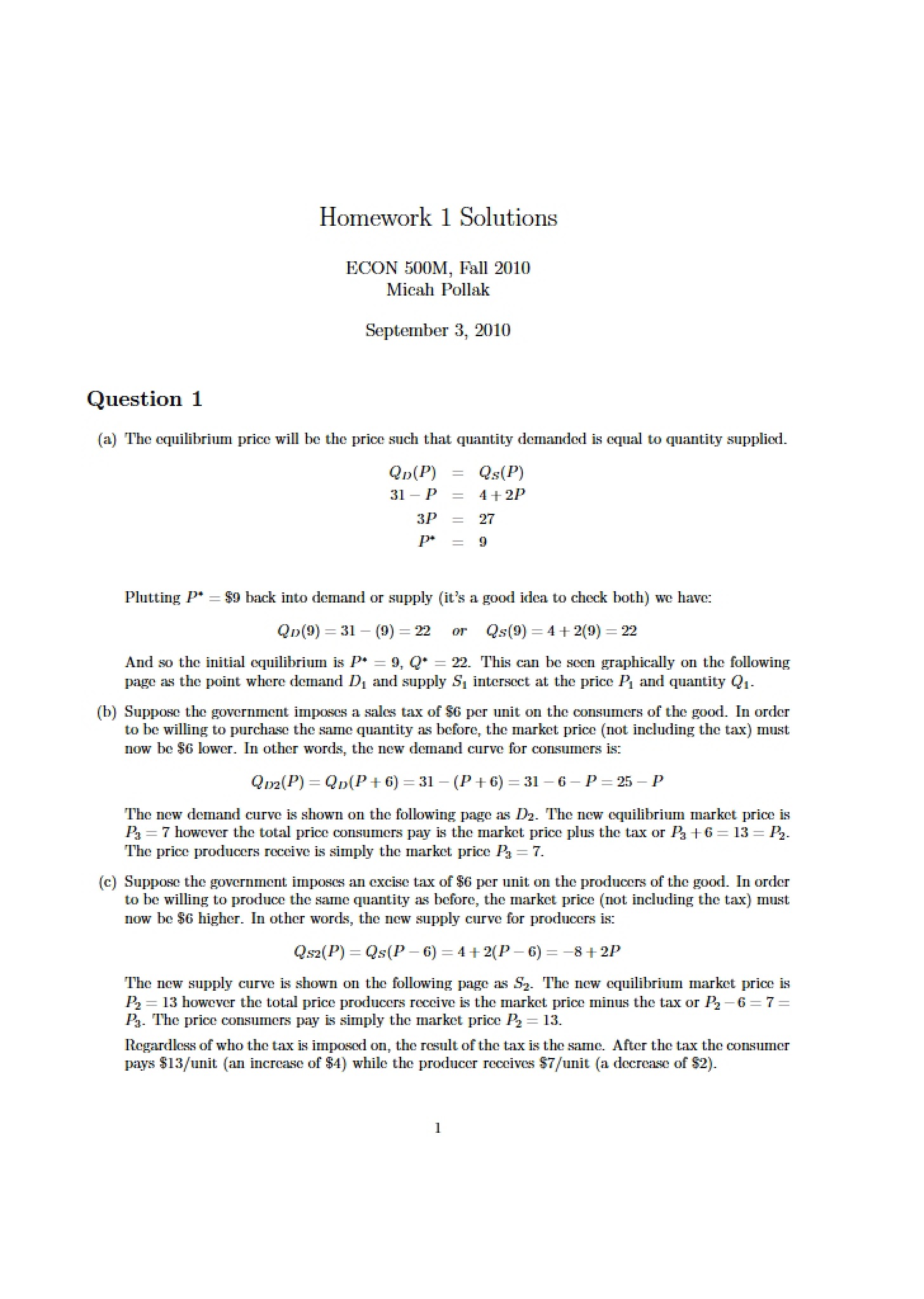 Homework 1 Solution (Fall 2010)