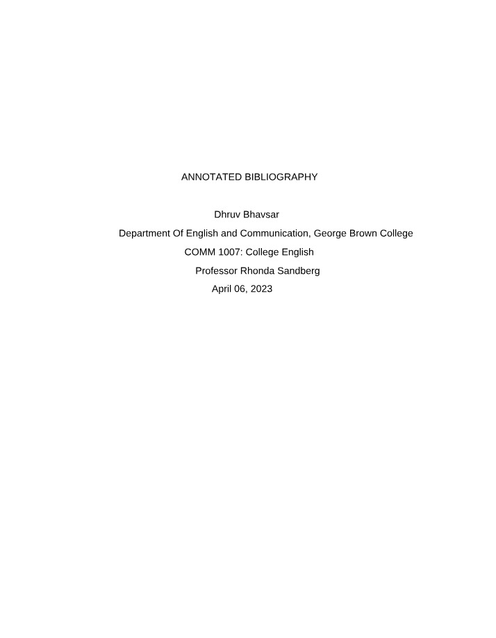 COMM1007 - Annotated Bibliography