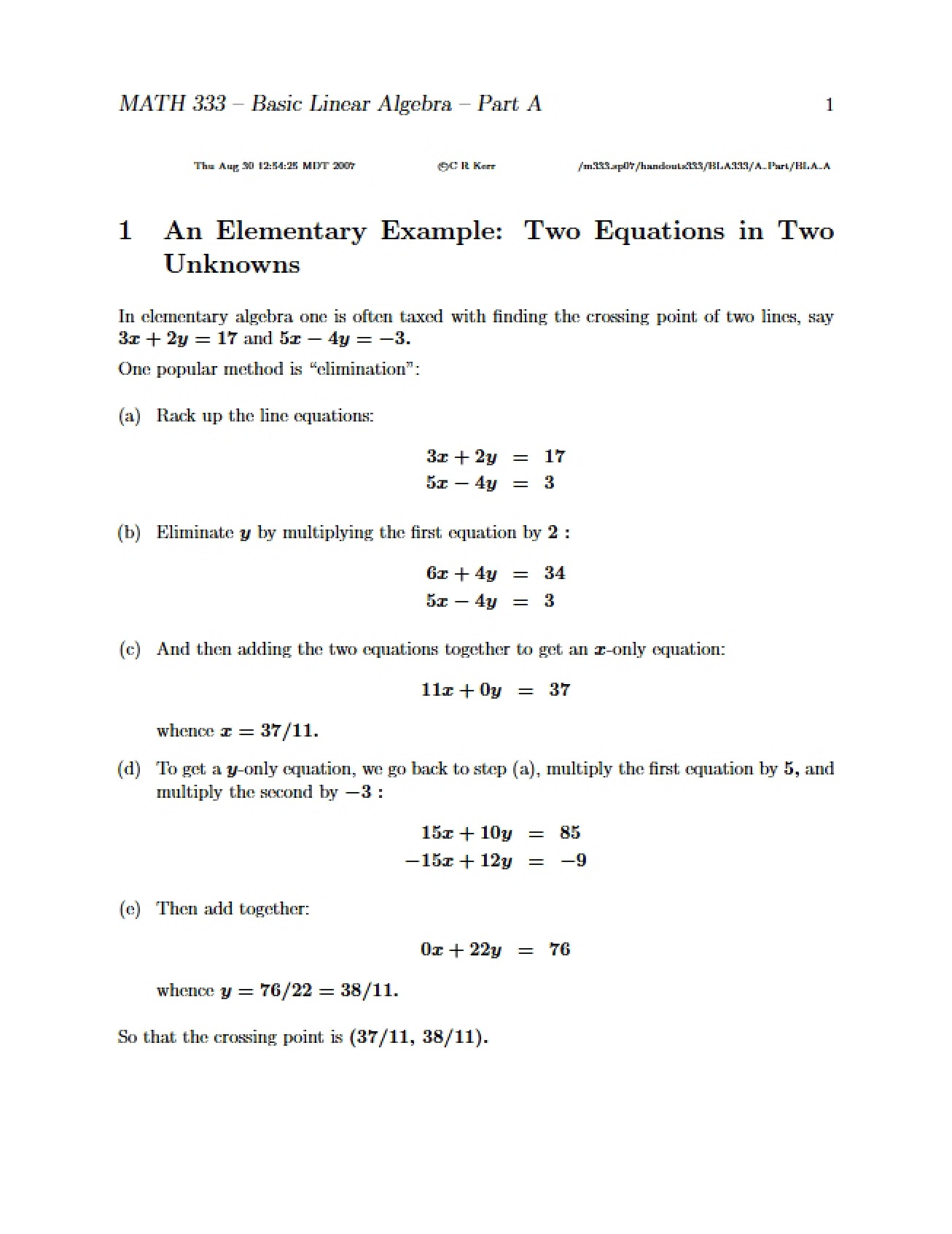 Introduction to Basic Linear Algebra