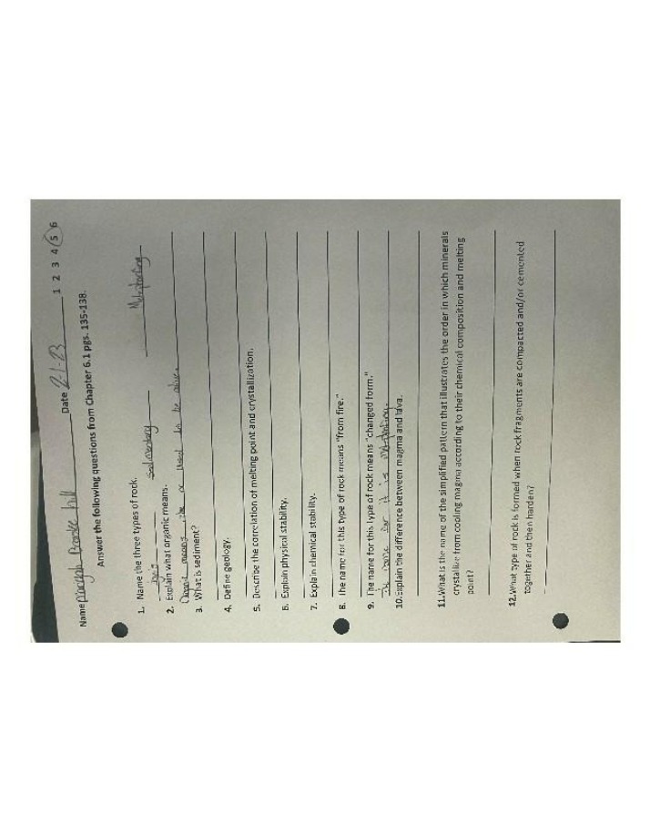 Geological Processes, Organic Matter, and Types of Rock