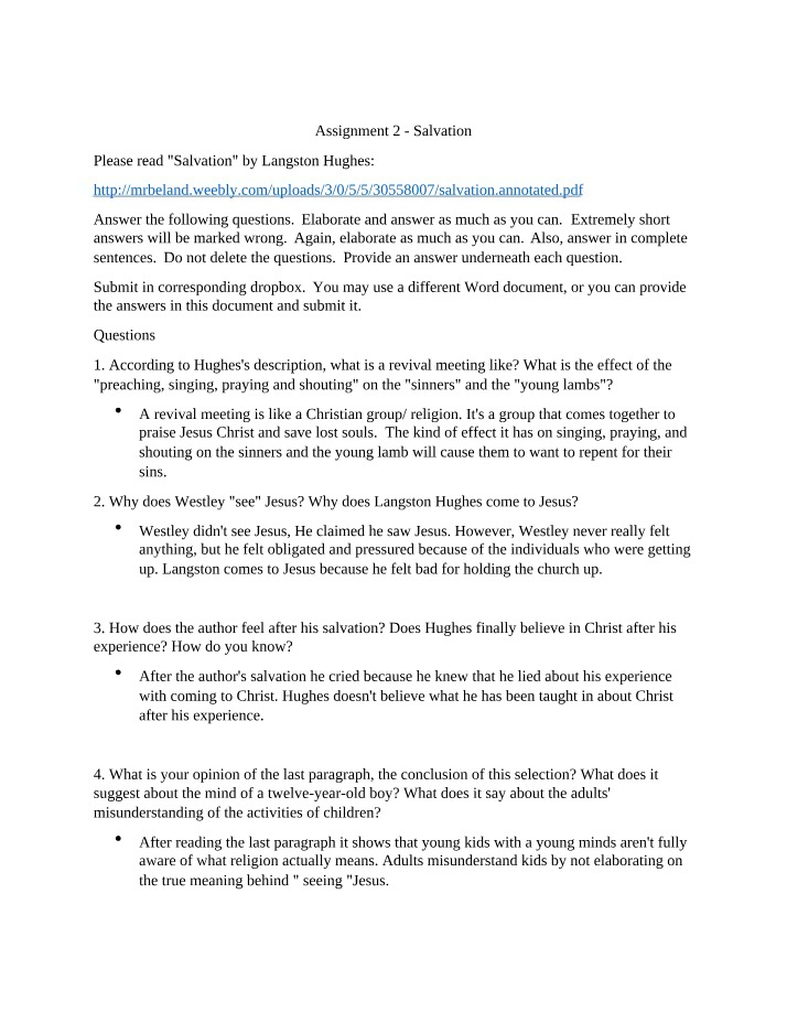 Salvation - Assignment 2
