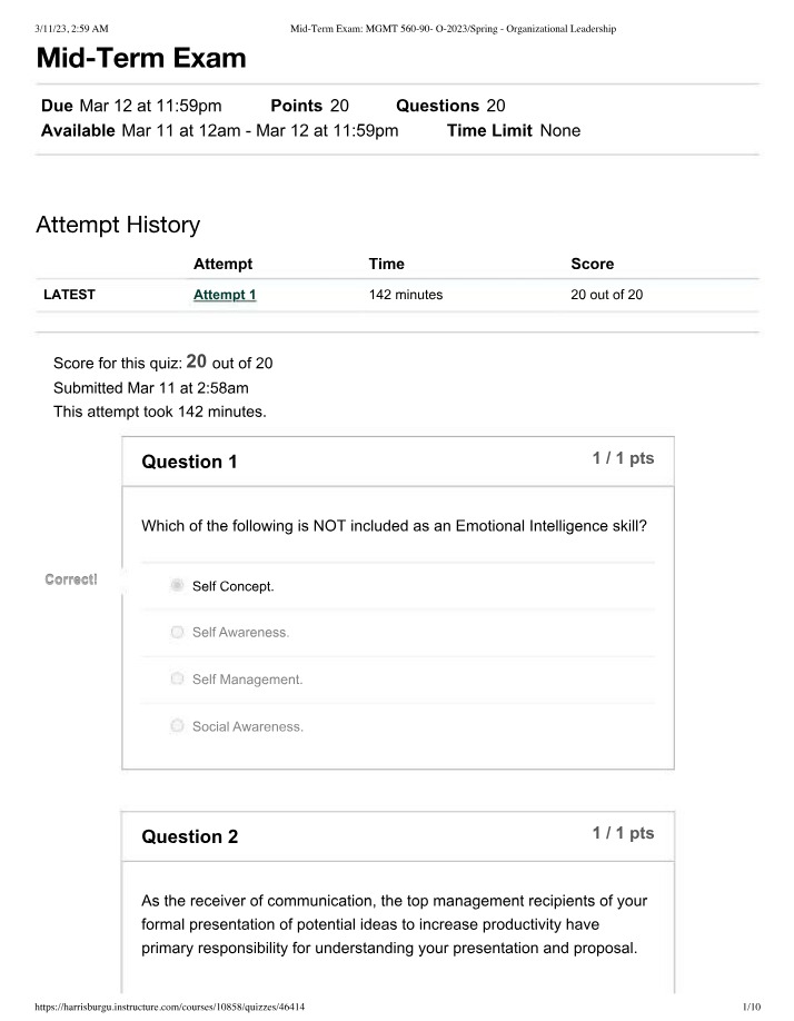 Emotional Intelligence Skills - Mid-Term Exam Insights