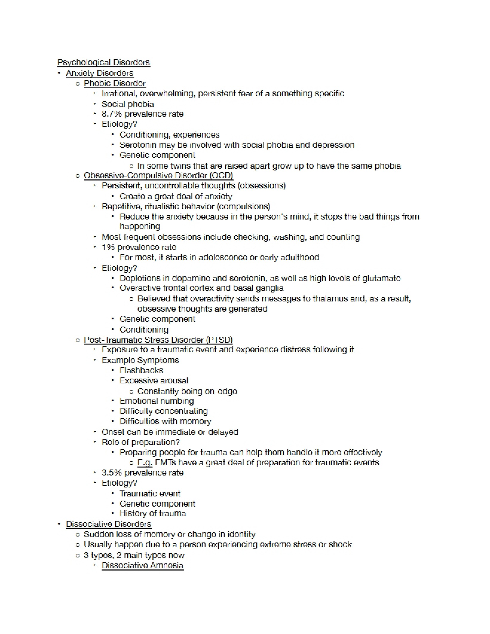 Abnormal Psychology Disorders