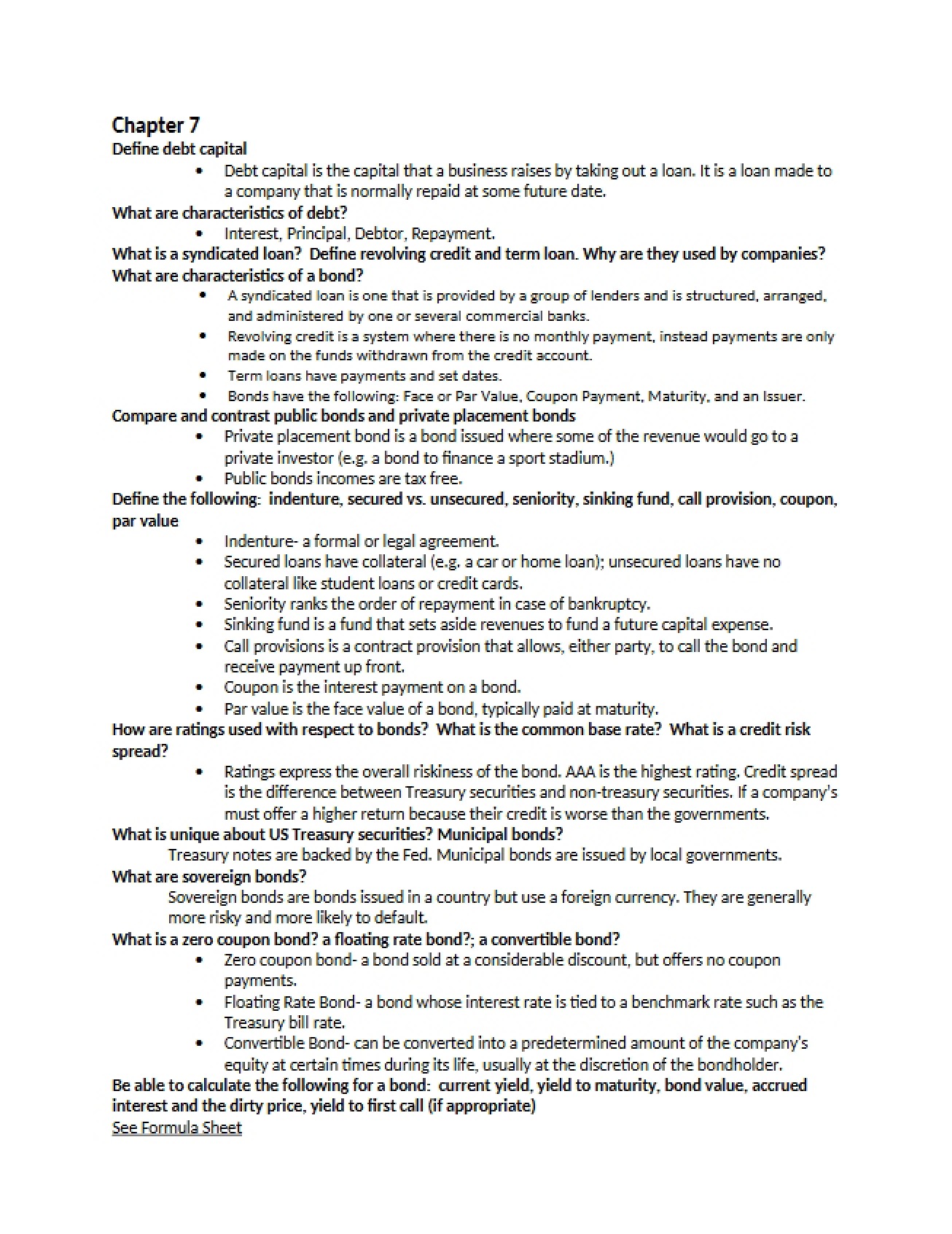Financial Management Concepts from Chapter Seven