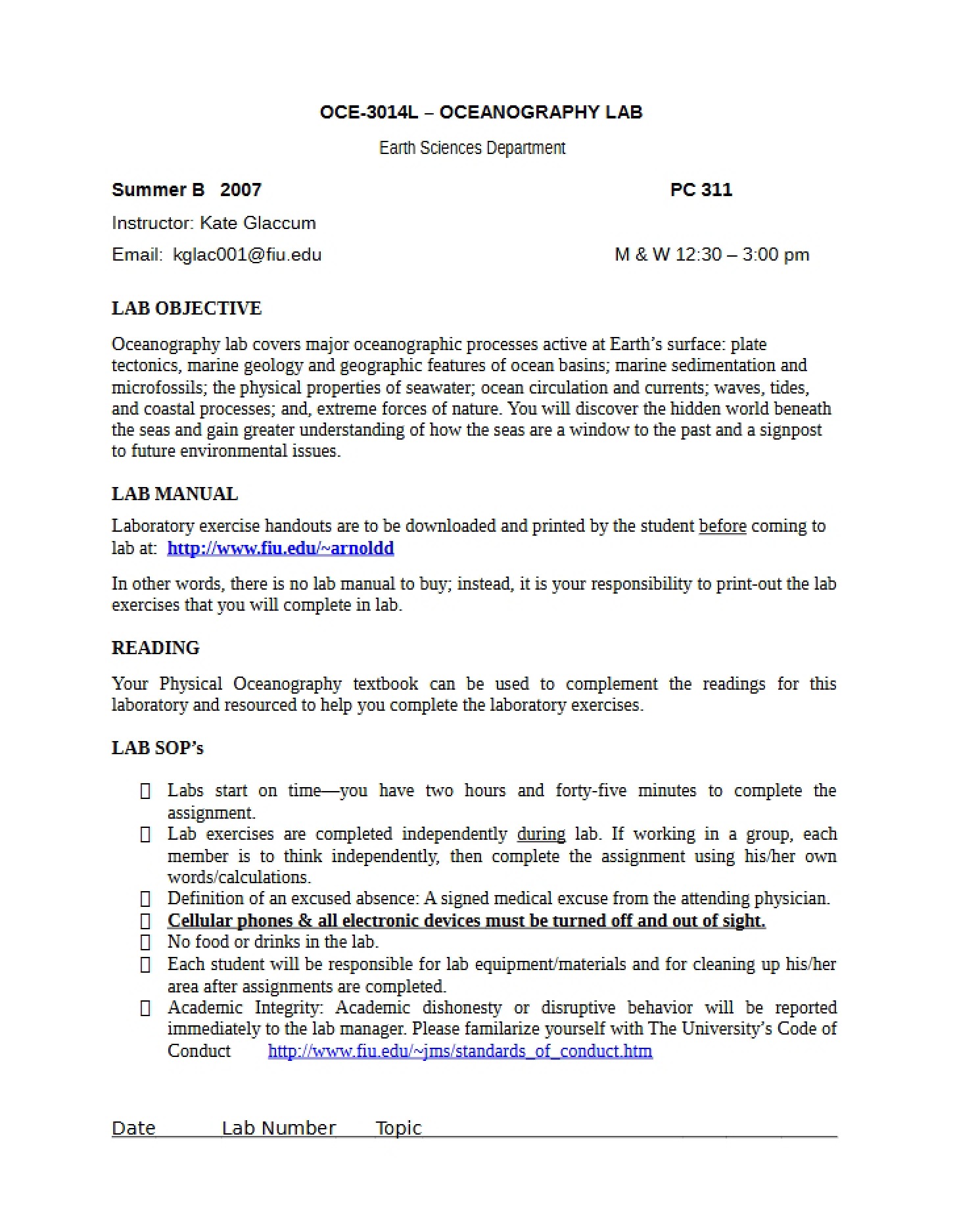 Course Syllabus and Schedule