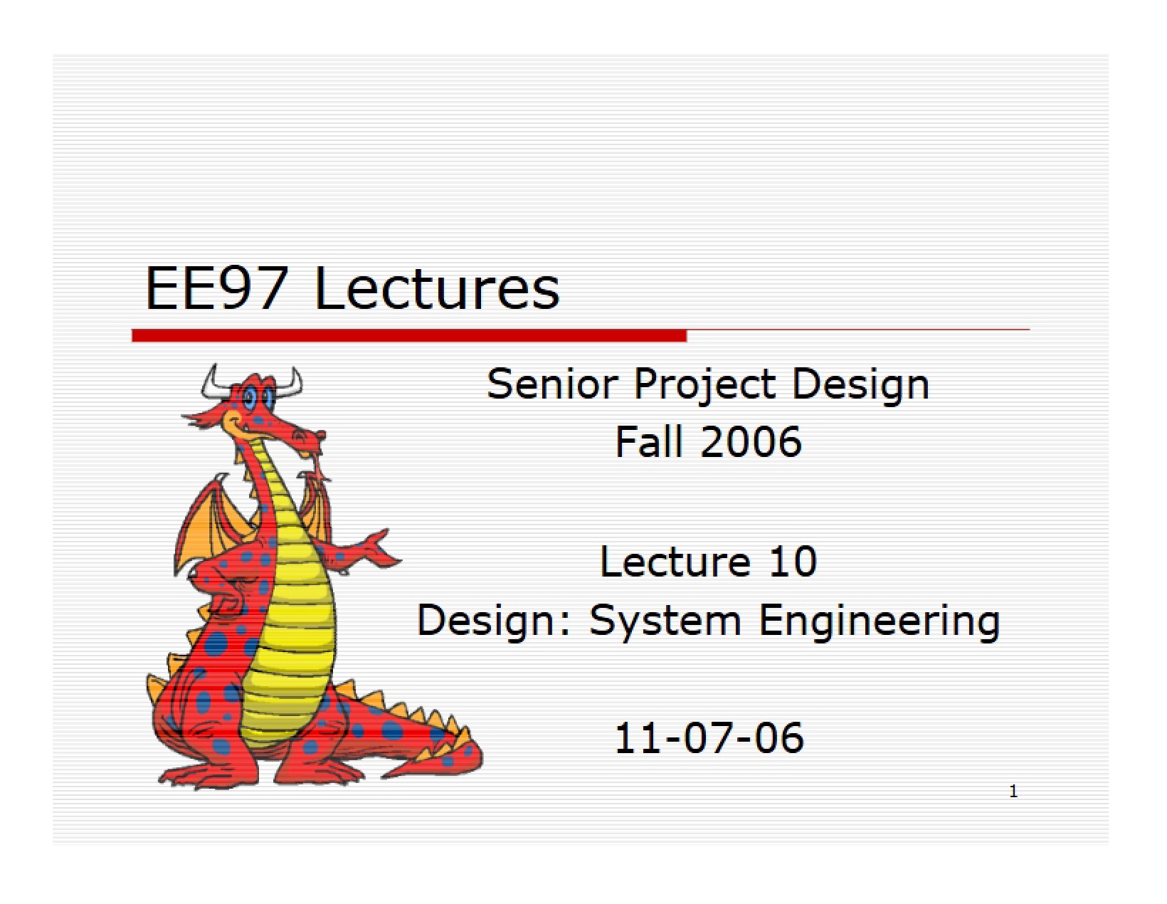 System Engineering Design Lecture 10