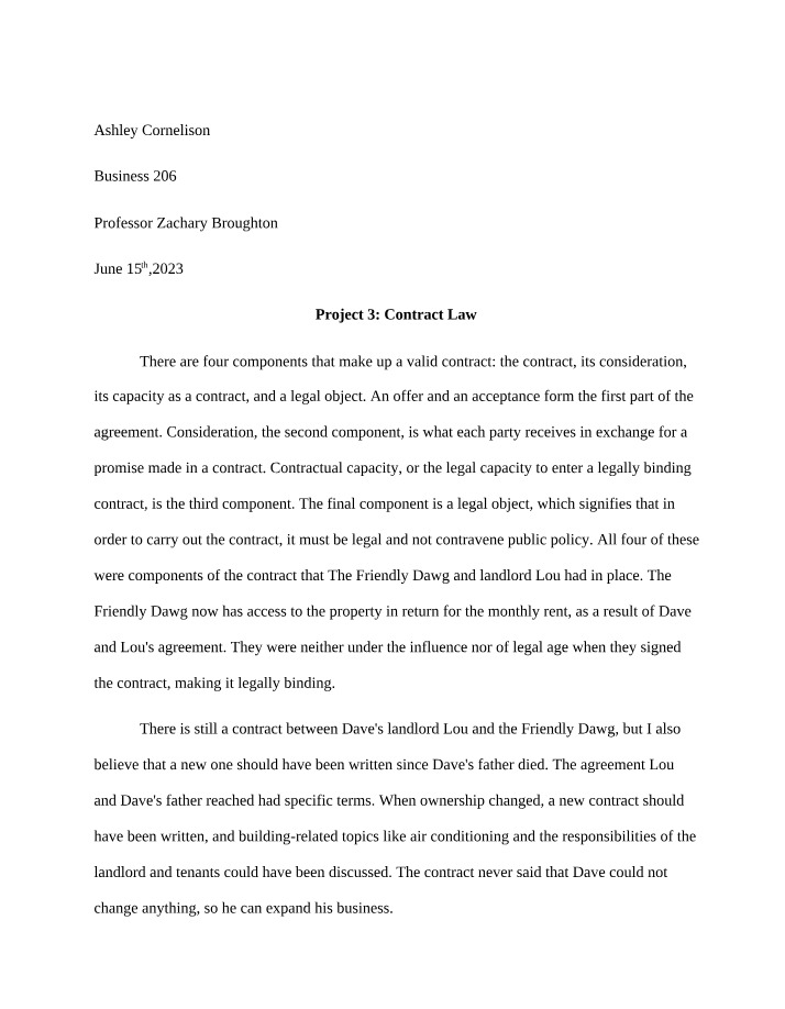 Project 3 for Contract Law