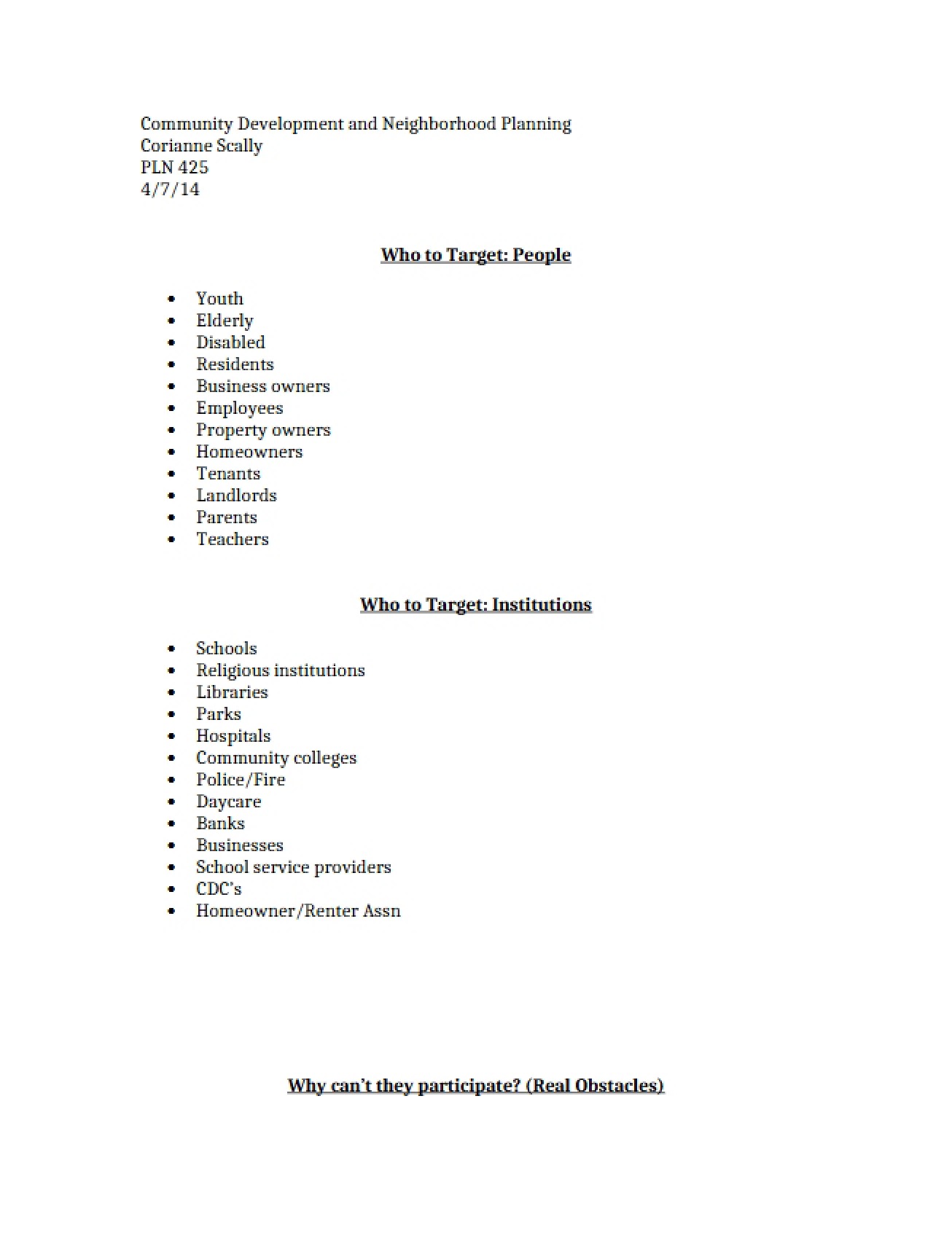 Planning Neighborhoods and Developing Communities