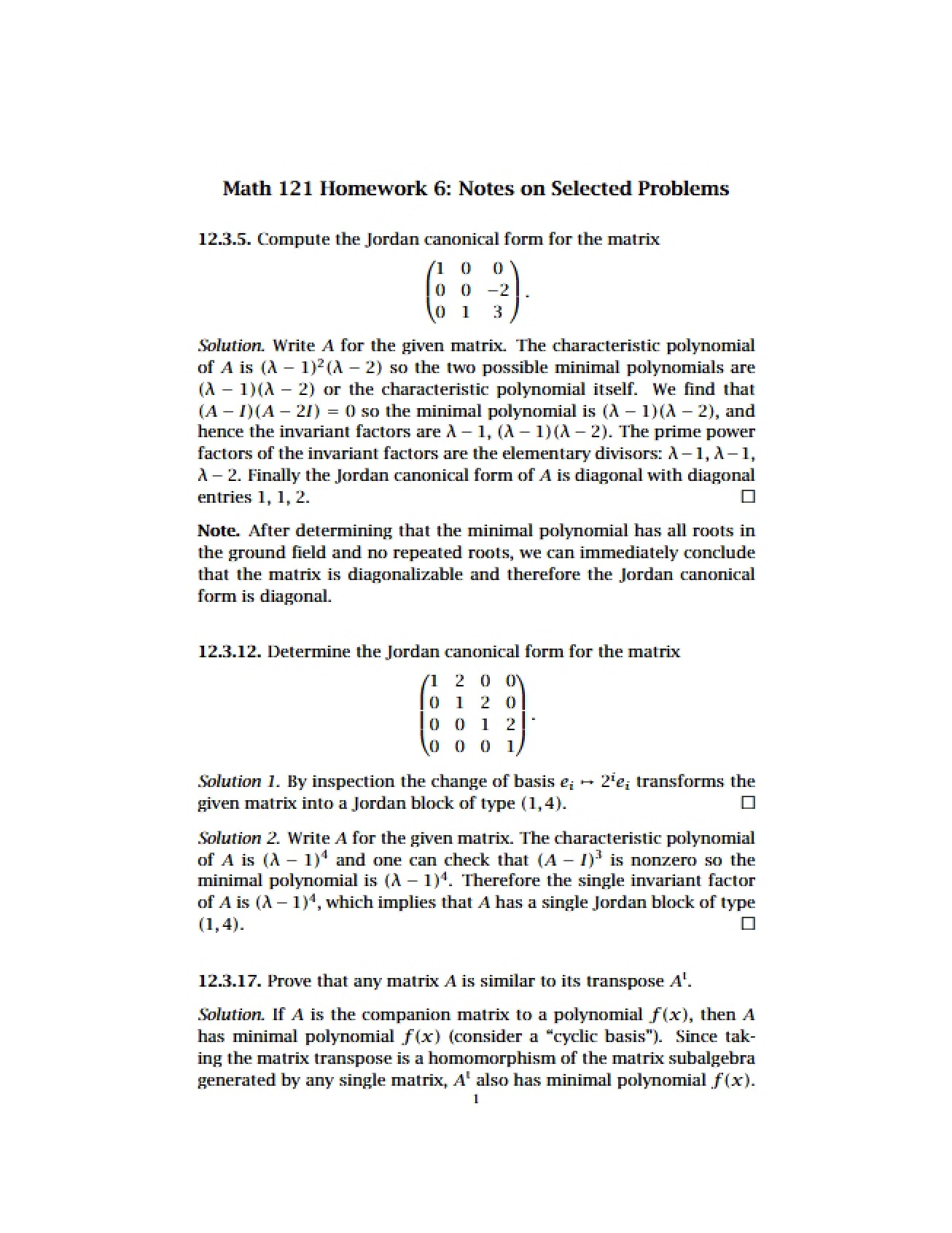Homework for Math 121