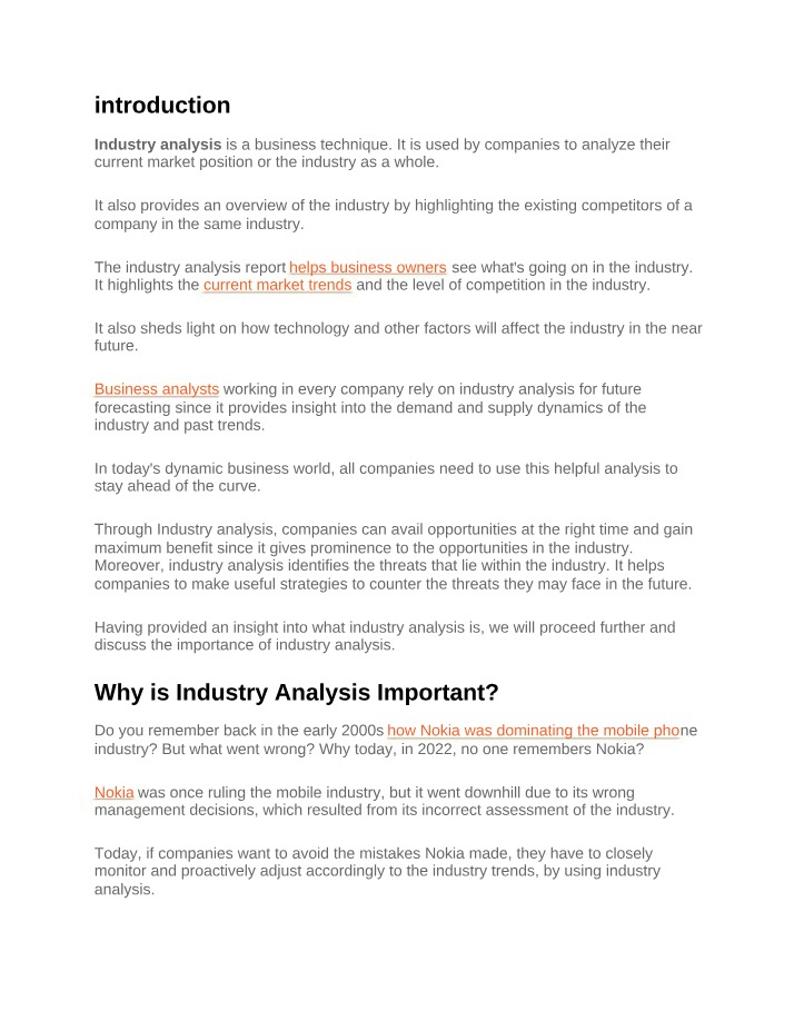 Industry Analysis - The Importance of Staying Ahead of the Curve