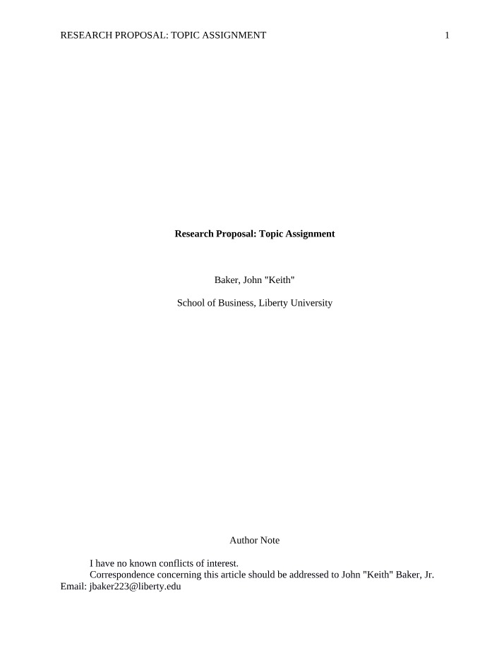 Assignment - Research Proposal Topic