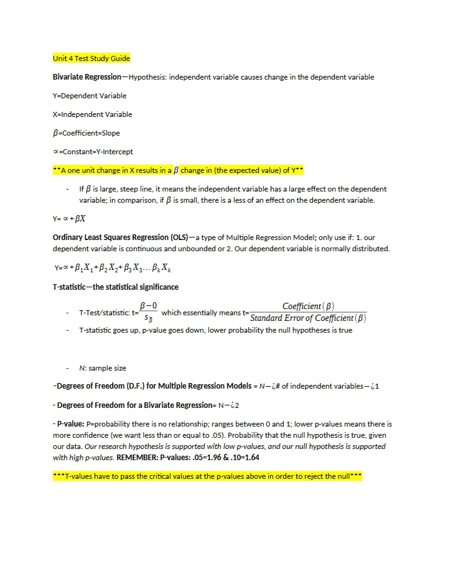 Guide for Unit 4 Test