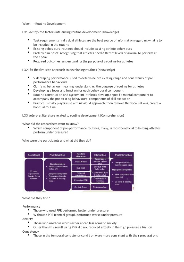 Routine Development Factors in Athlete Behaviors