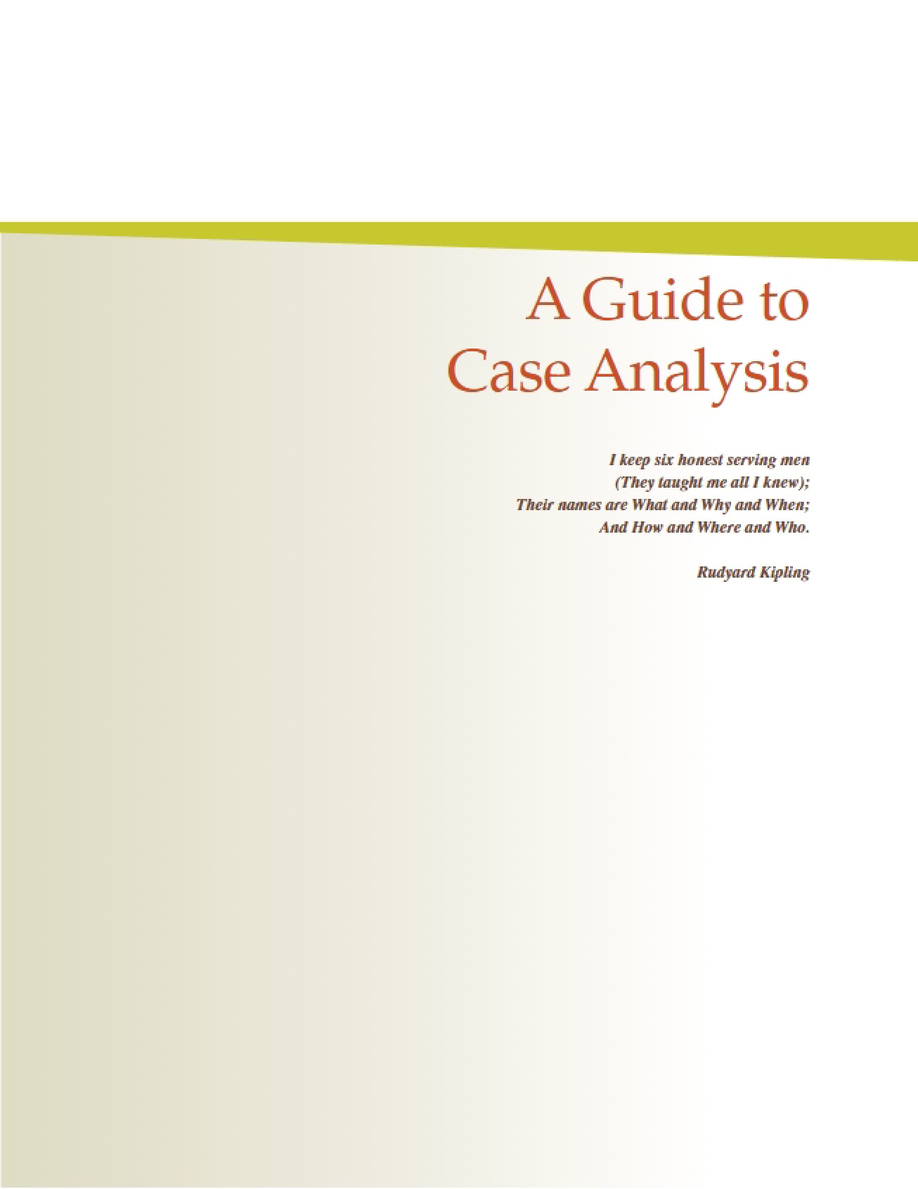 Guide to Conducting a Case Analysis