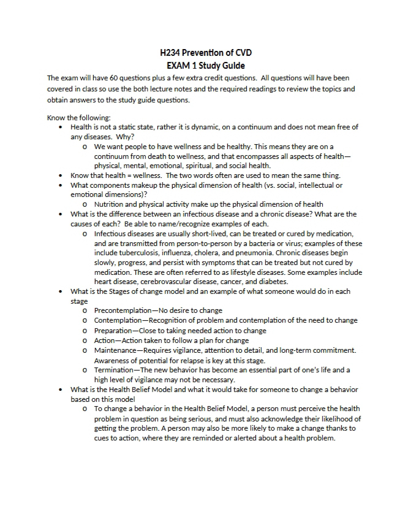 Study Guide for First Examination