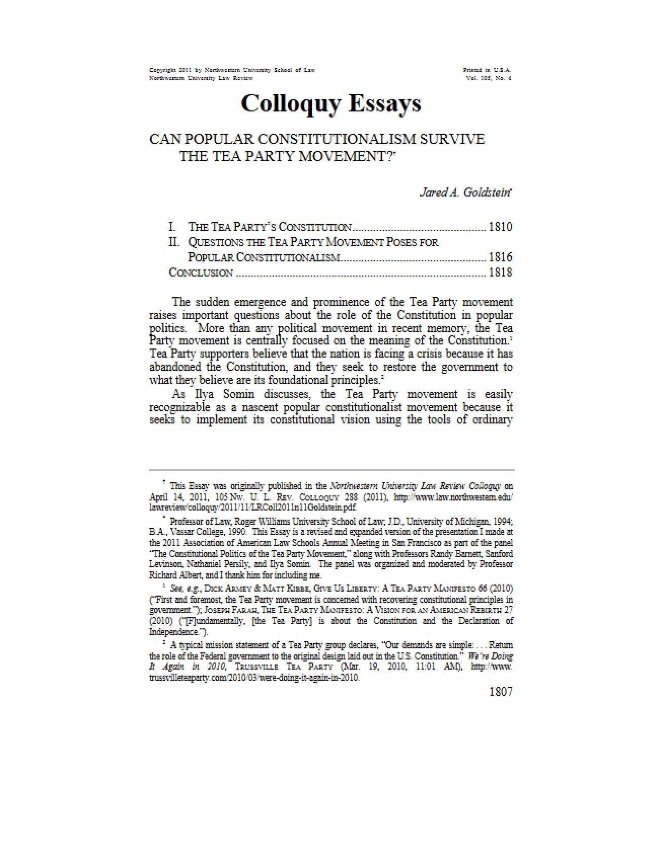 Essays for Colloquy