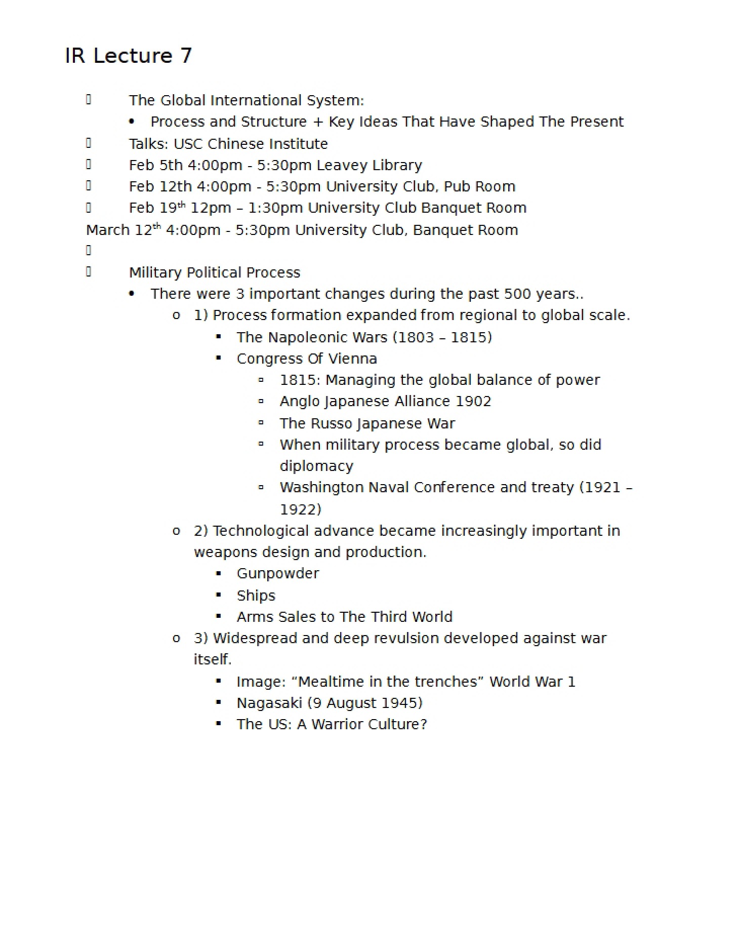 Sixth Lecture Notes
