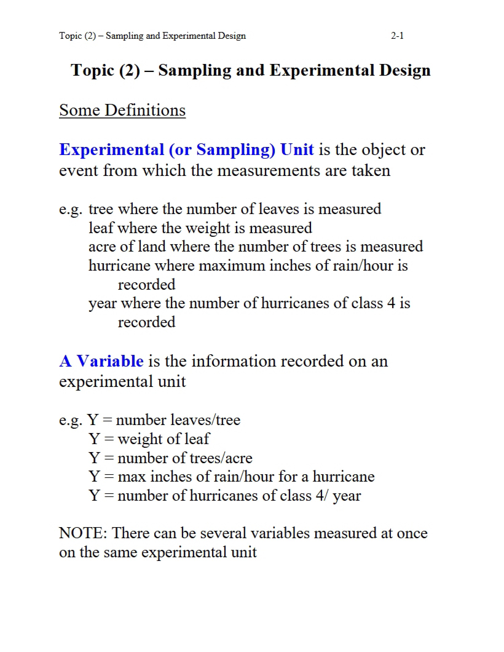 Design of Experiments and Sampling