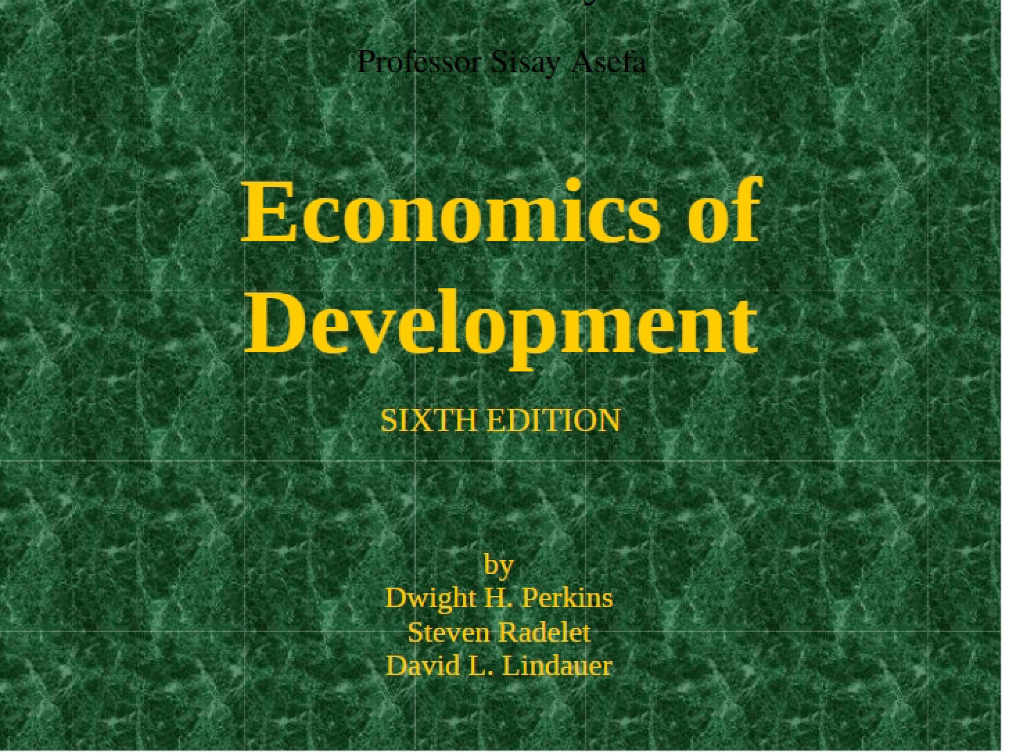 Developmental Economics