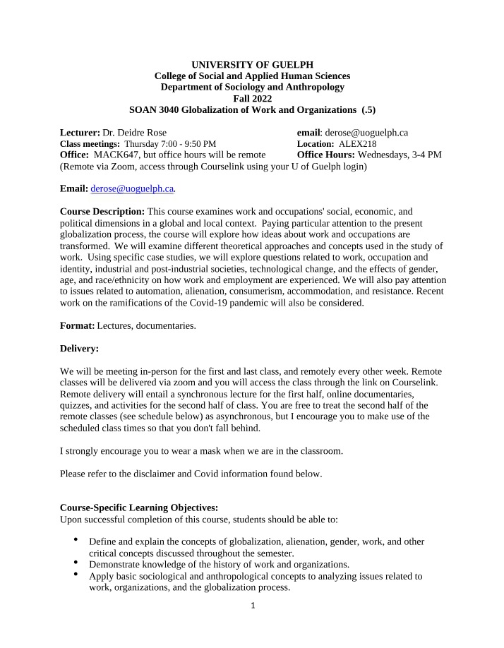 SOAN 3040 Syllabus - Globalization of Work and Organizations (Fall 2022)