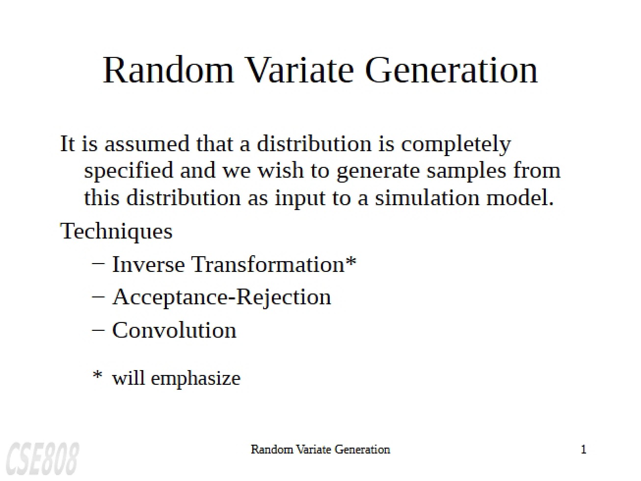 Generation of Random Variates