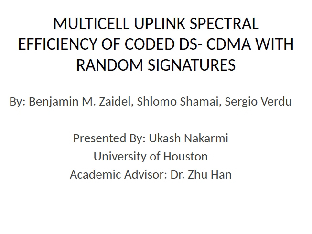 Coded DS-CDMA Spectral Efficiency Uplink (Random Signatures)