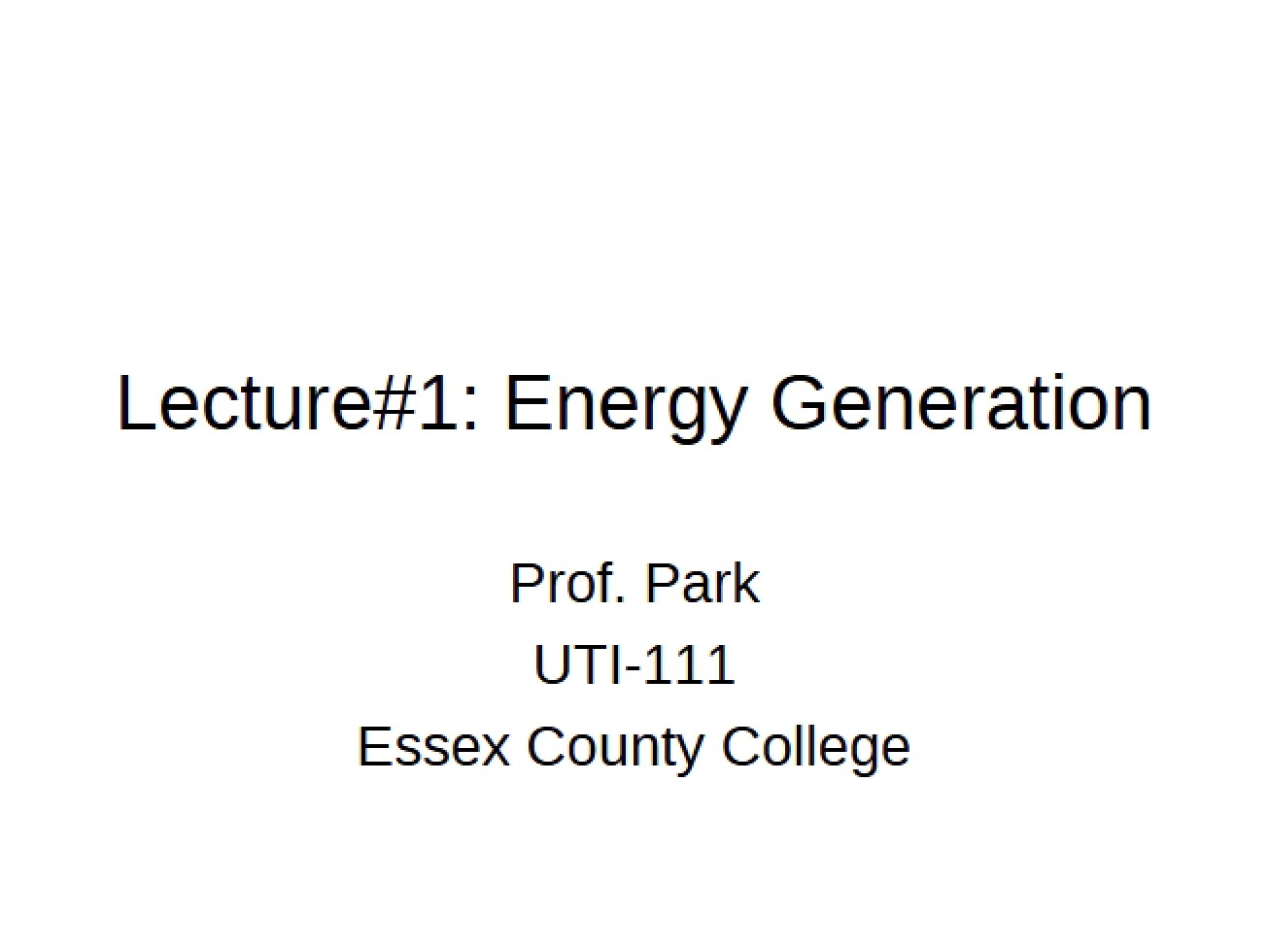 Generation of Energy Overview