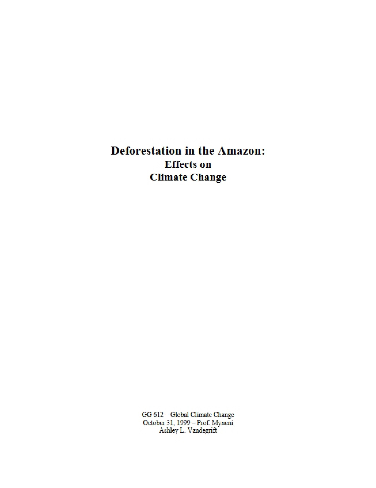 Amazon Deforestation Climate Change Effects