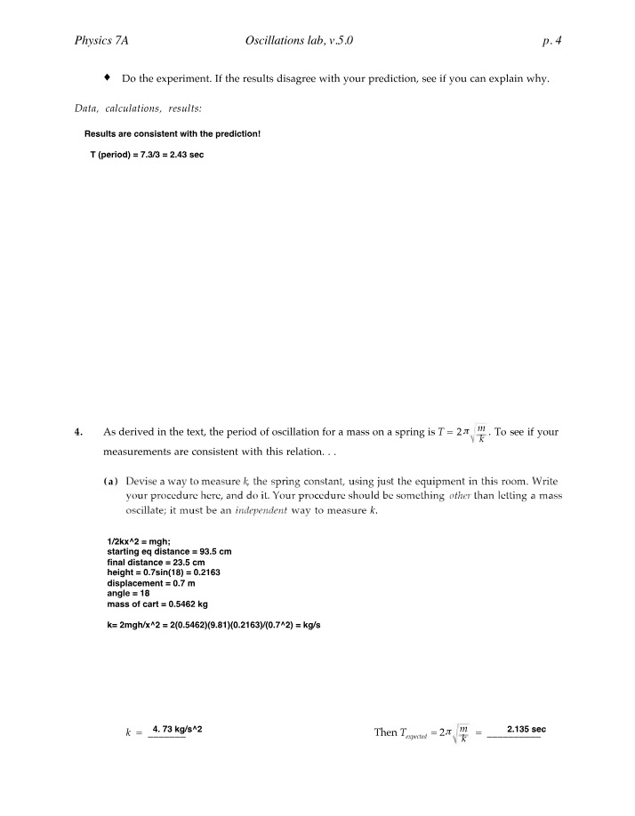 Physics Oscillations - Period and Frequency