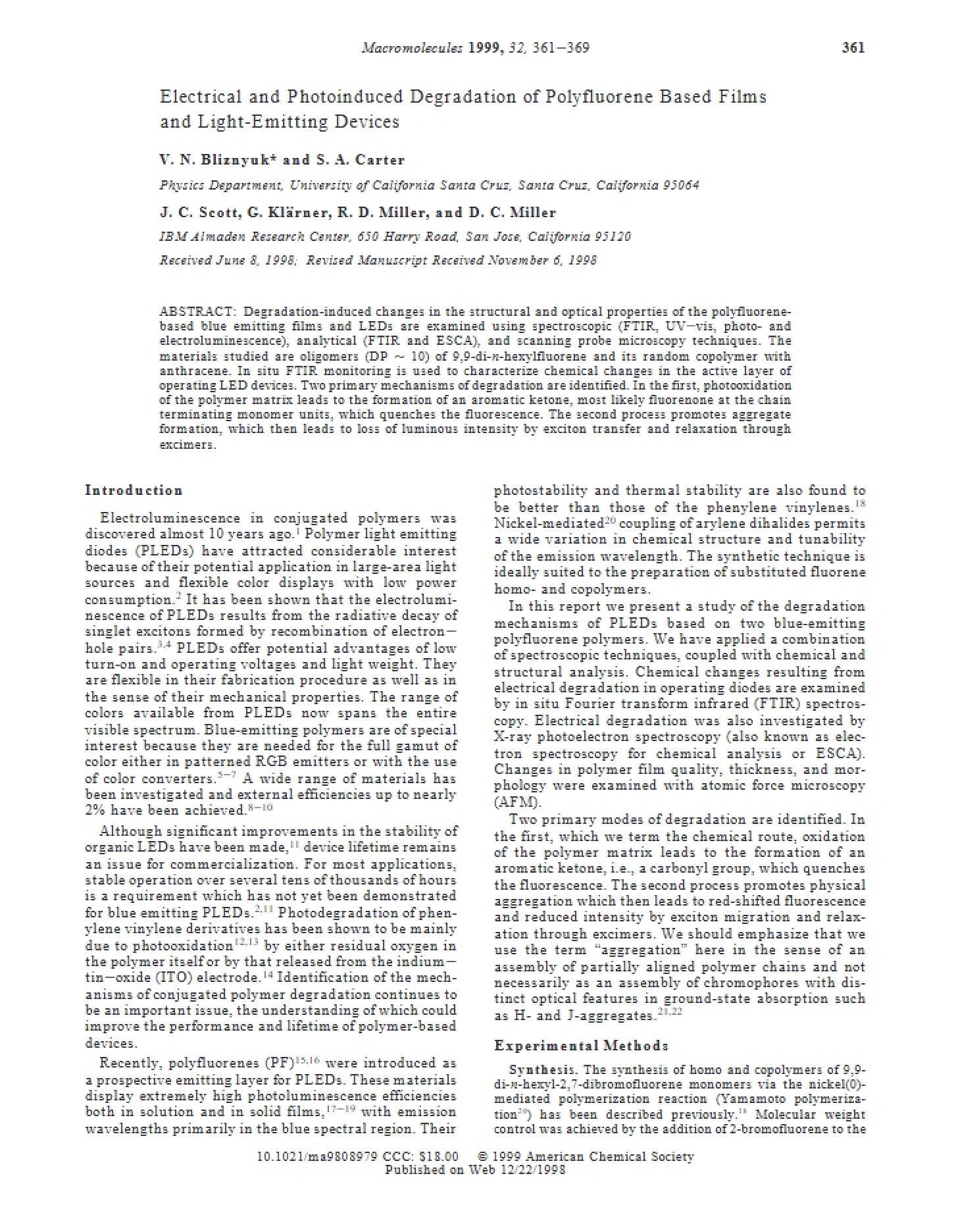 Degradation Electrical and Photoinduced