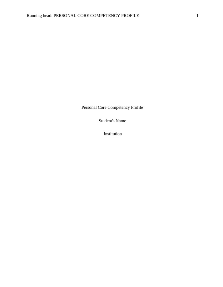 Personal Core Competency Profile in Communication