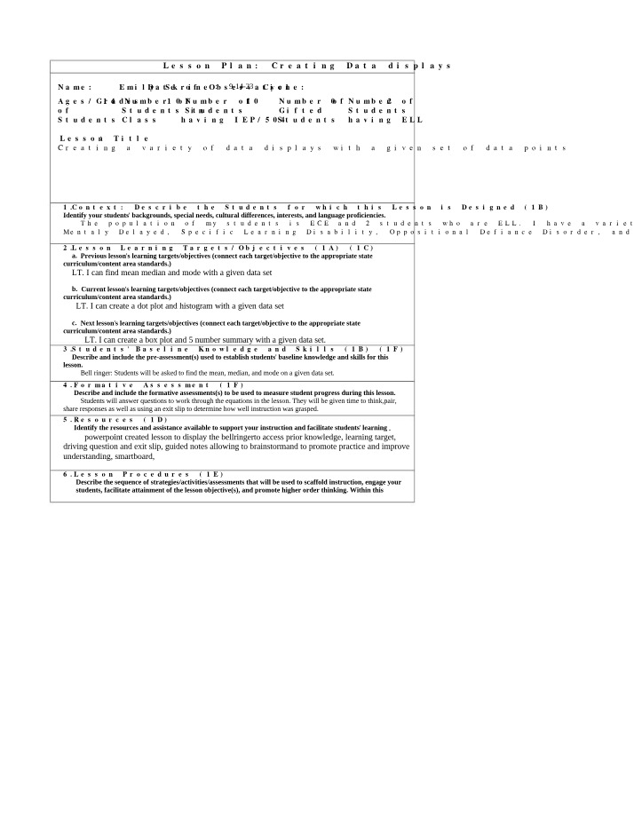 Lesson Plan - Creating Data Displays