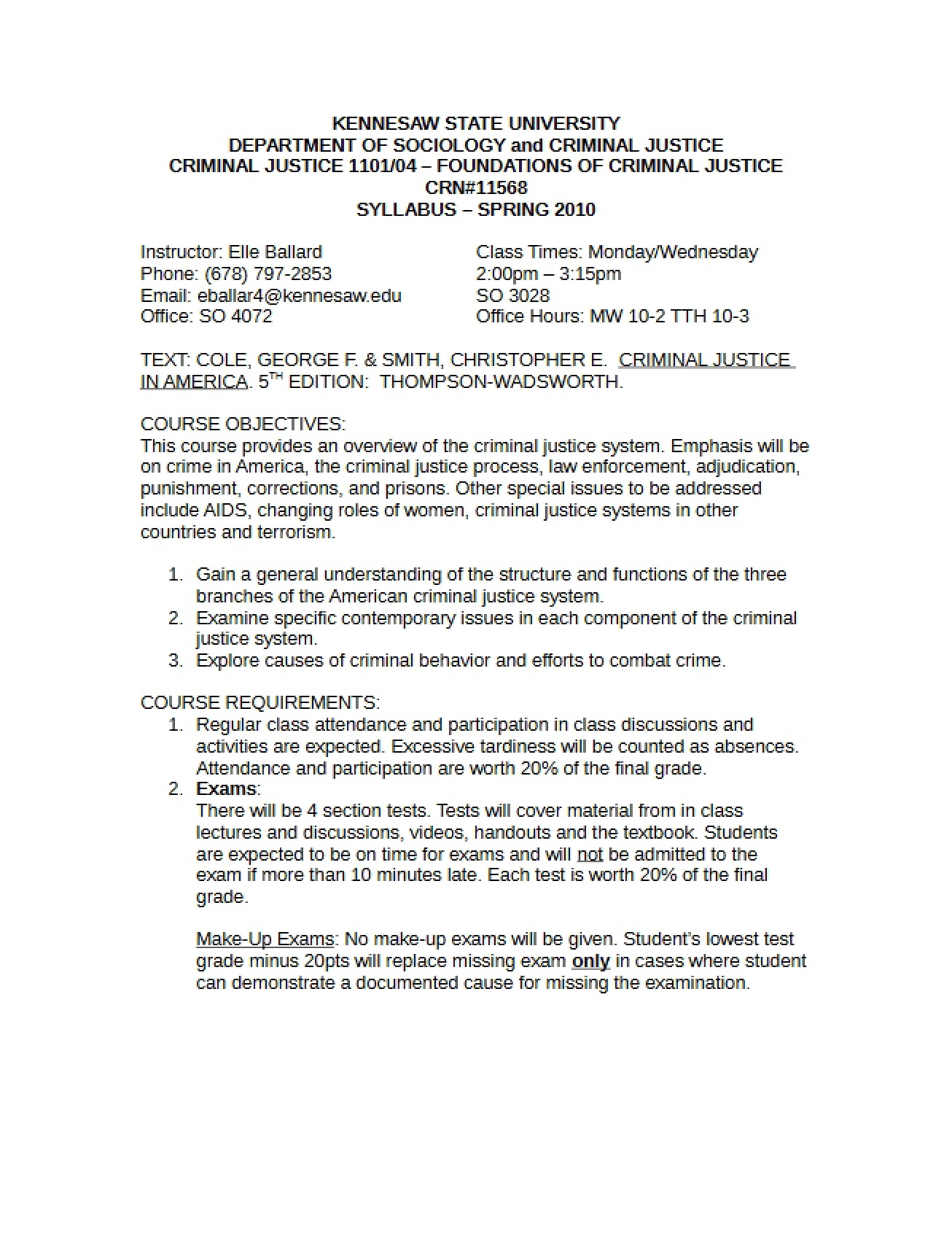 In-depth Syllabus for a Course on the Foundations of Criminal Justice