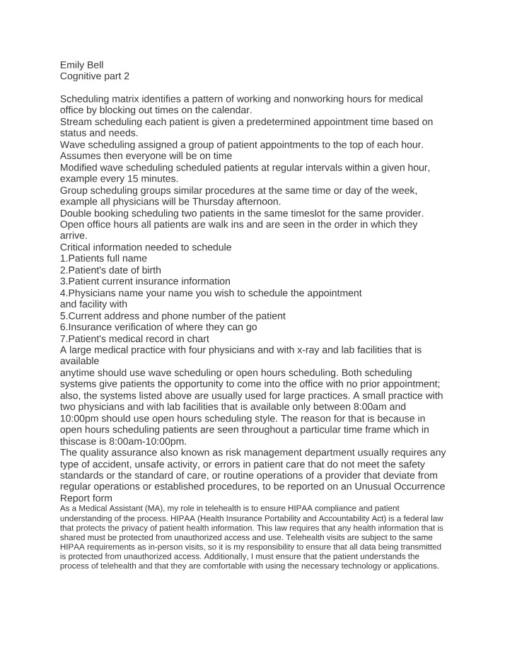 Medical Office COG - Part 2