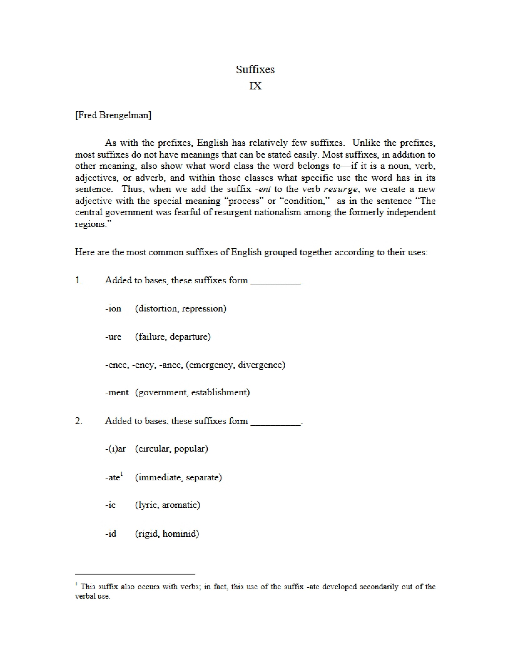 Suffix Usage