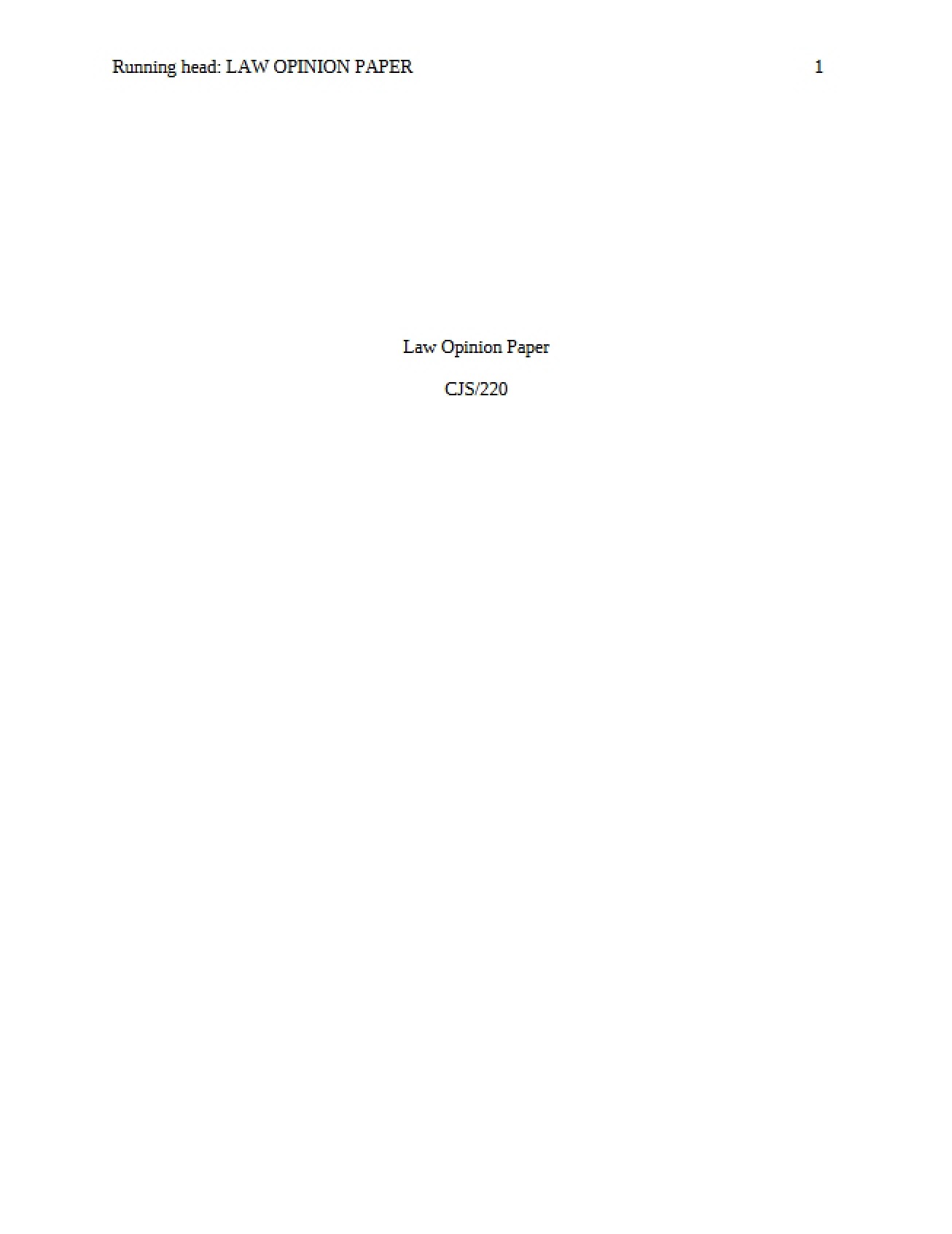 Legal Opinion Essay