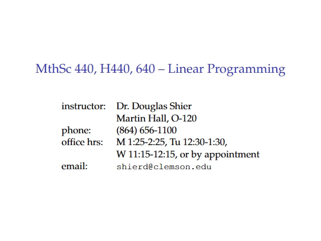 Linear Programming Lecture Six