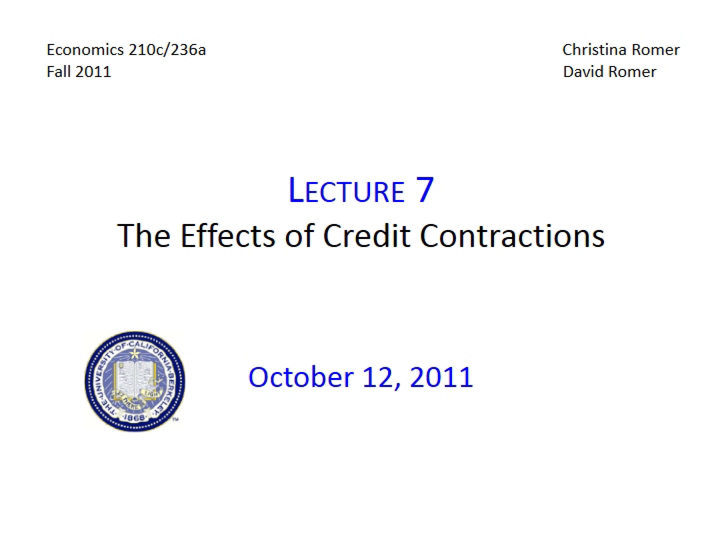 Credit Contractions and their Effects