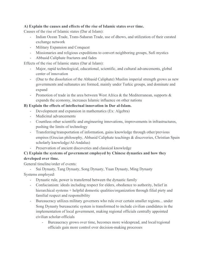 Rise of Islamic States and Trade - Causes and Effects