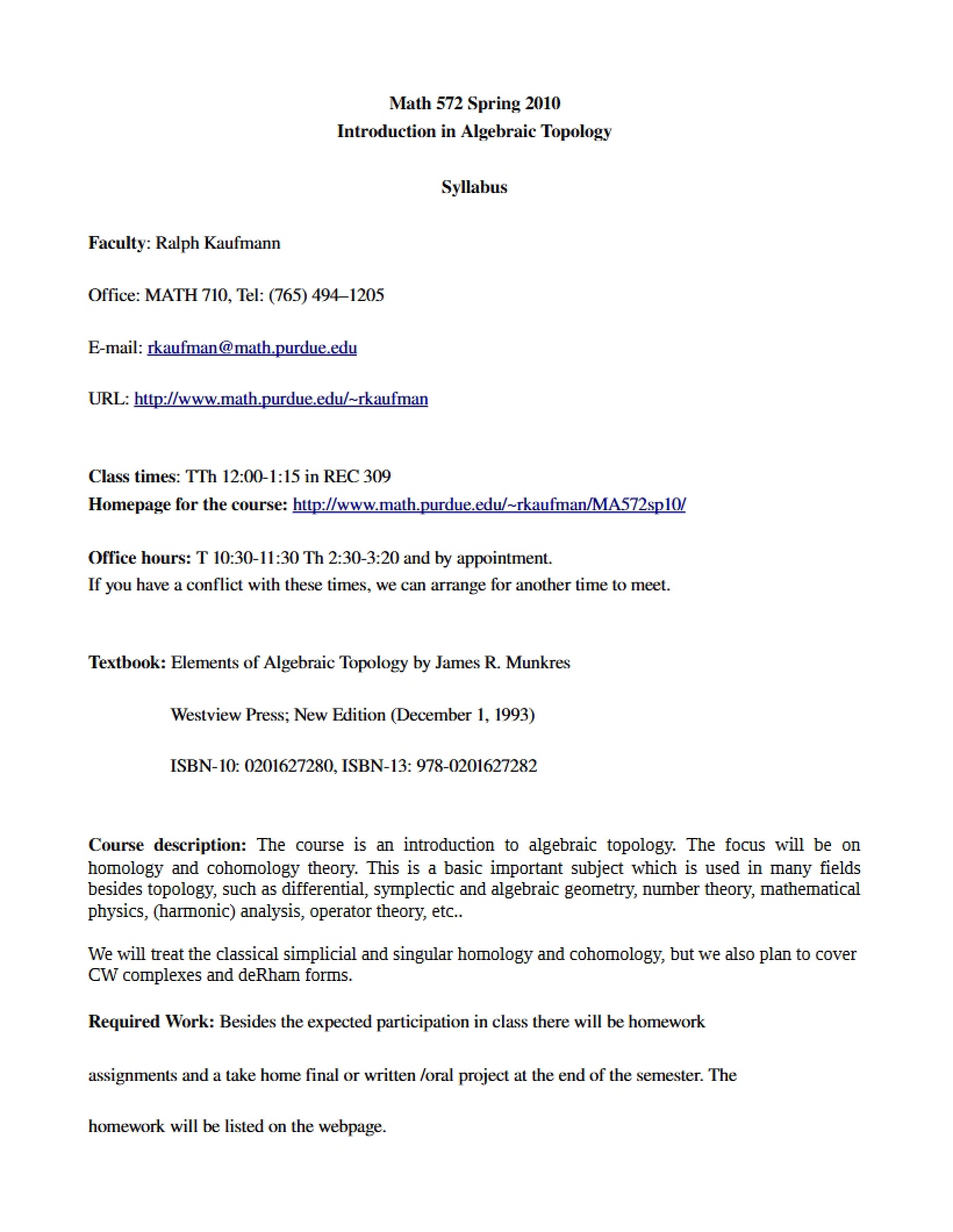 Syllabus Overview