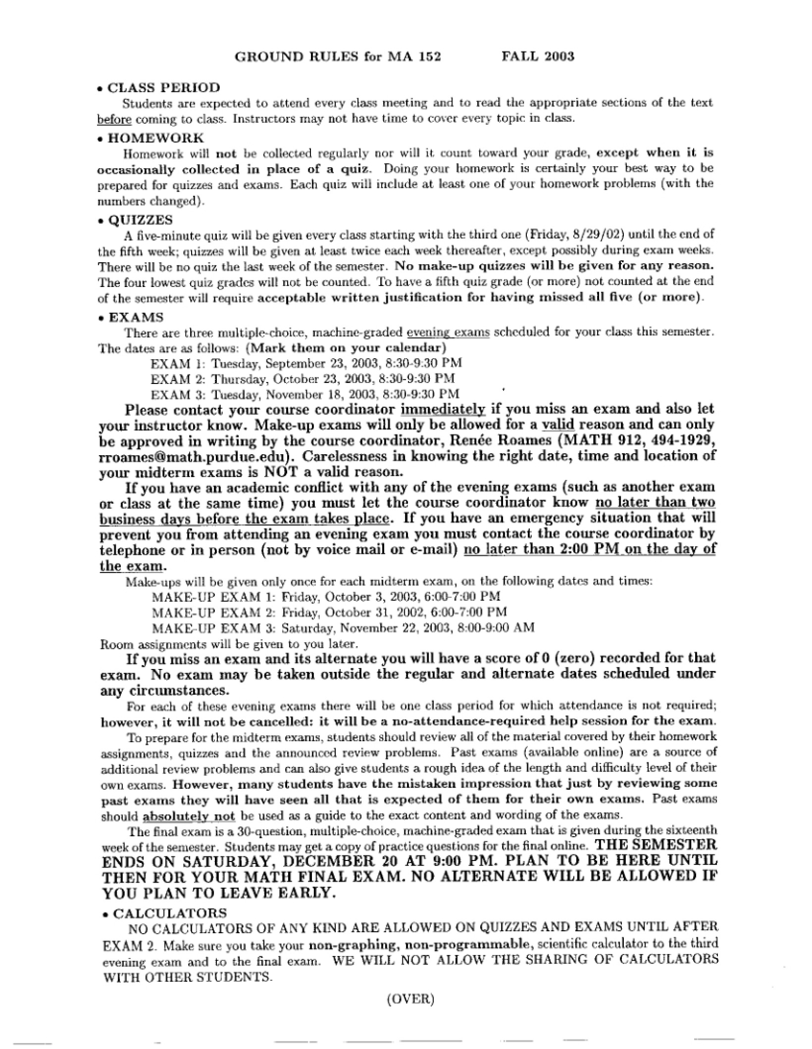 Course Ground Rules