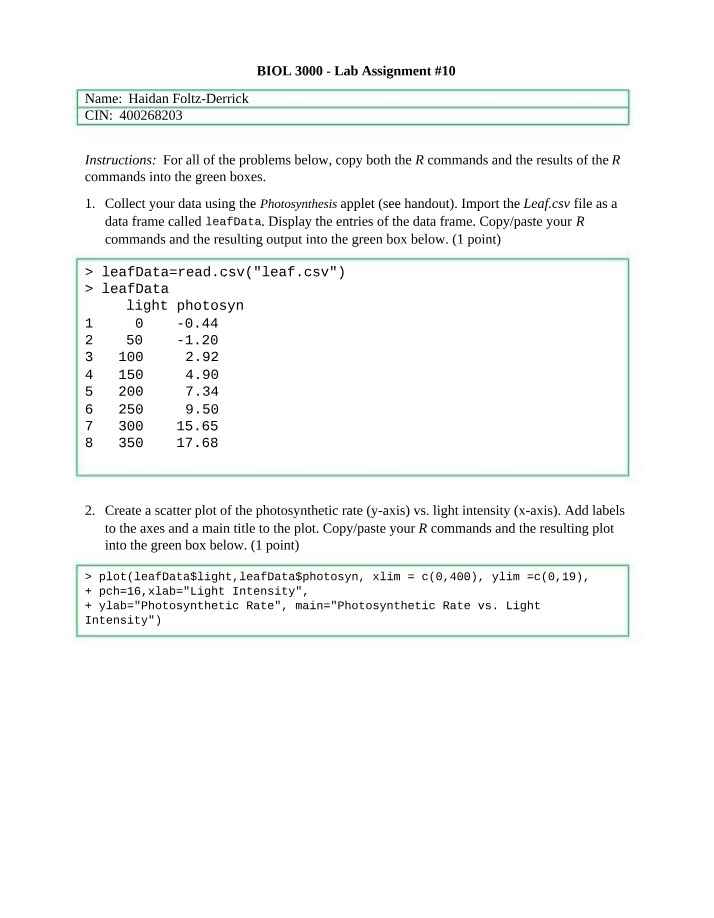 Lab Assignment 10 - BIOL 3000