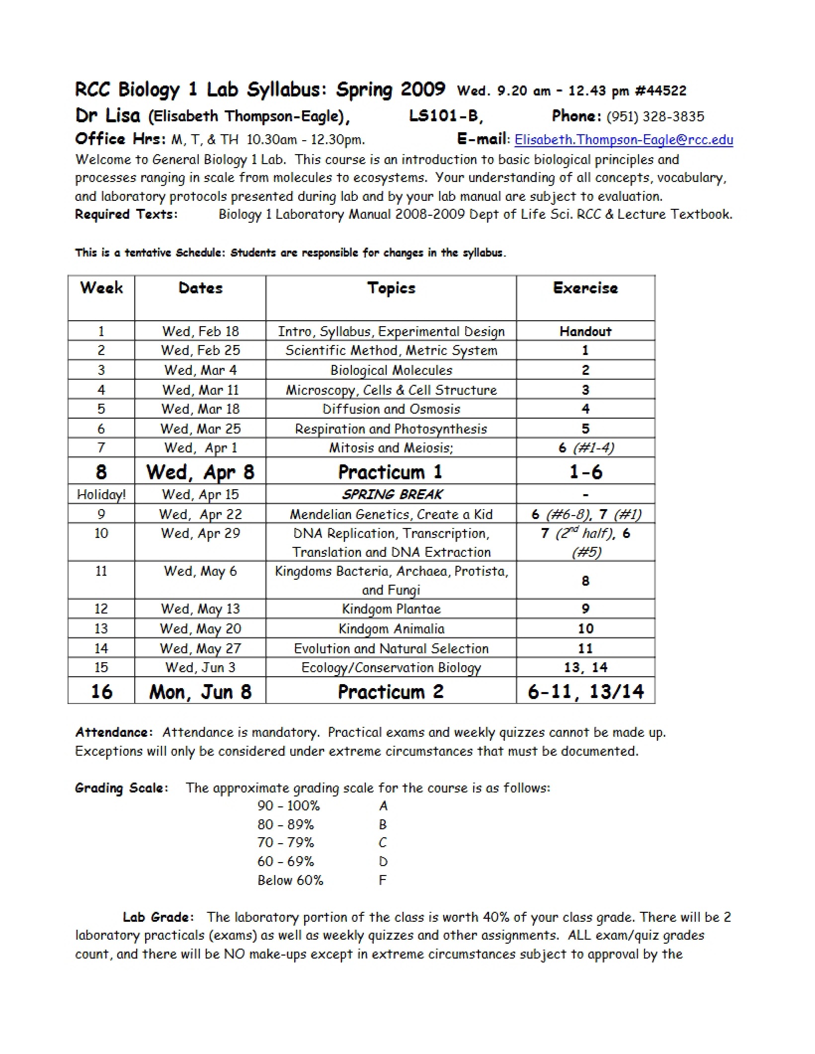 Biology Syllabus Document